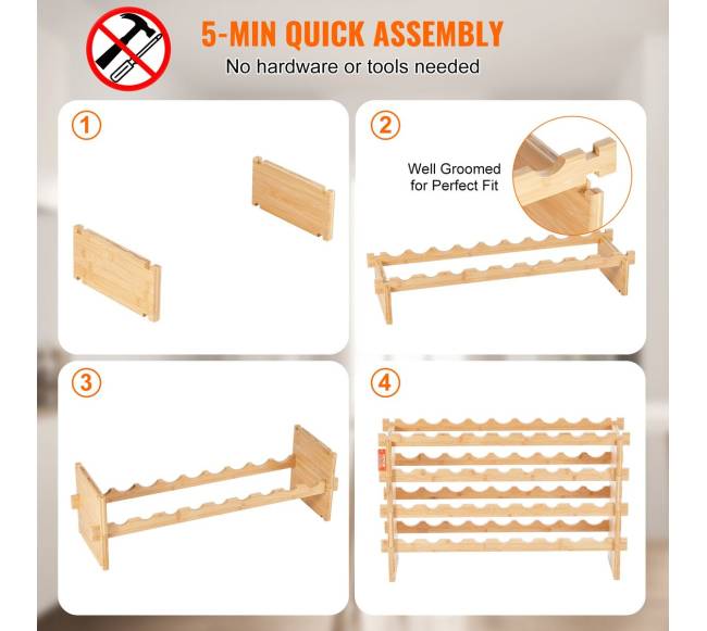 Modulinė bambuko vyno lentyna, 18 butelių4