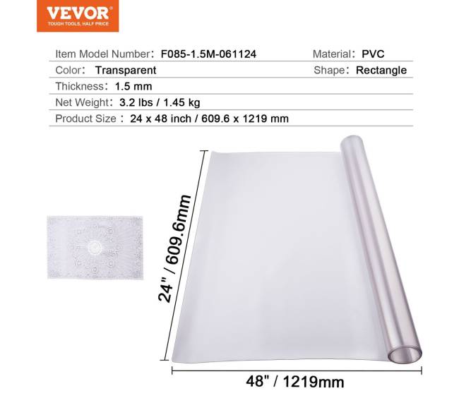 Skaidri PVC stalo apsauga 60x120 cm6