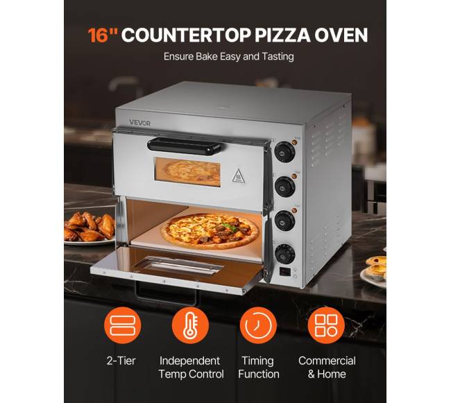 Komercinė stalviršinė elektrinė picų krosnelė 40 cm1