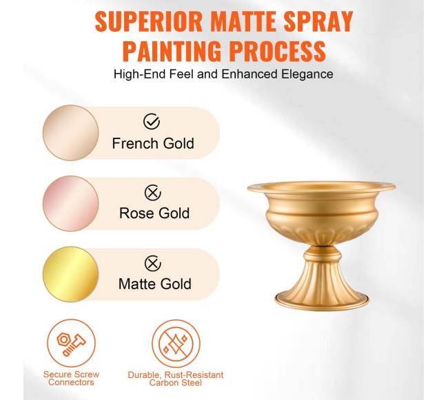 Aukso spalvos vaza stalams, 10 vnt., 16 cm2