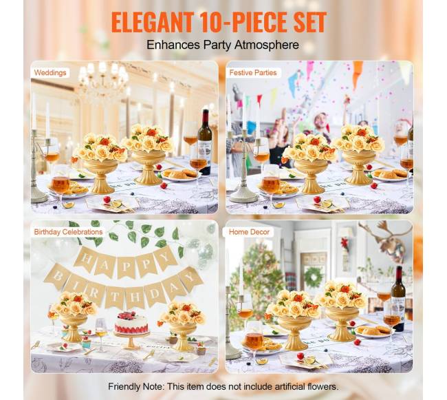 Aukso spalvos vaza stalams, 10 vnt., 16 cm5