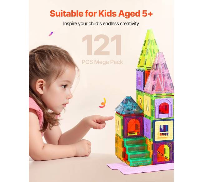 Magnetiniai statybiniai blokai vaikams, 121 vnt3
