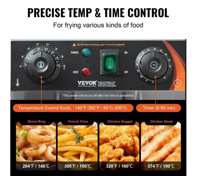 Elektrinė gruzdintuvė 3000 W 9 L nerūdijančio plieno3