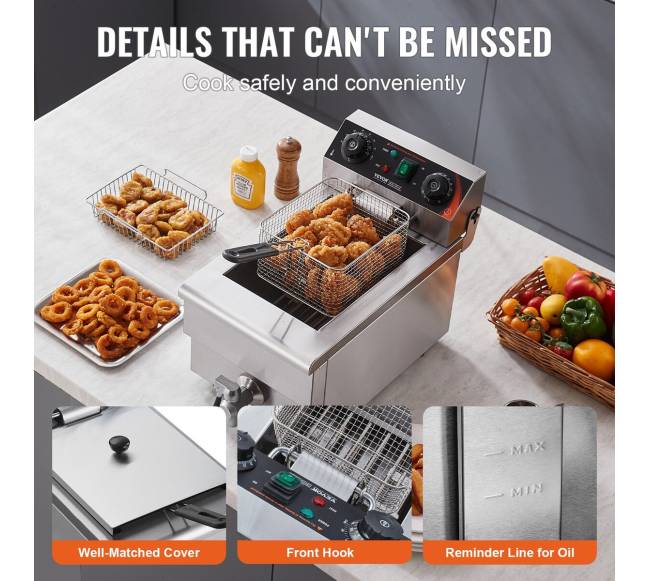 Elektrinė gruzdintuvė 3000 W 9 L nerūdijančio plieno5