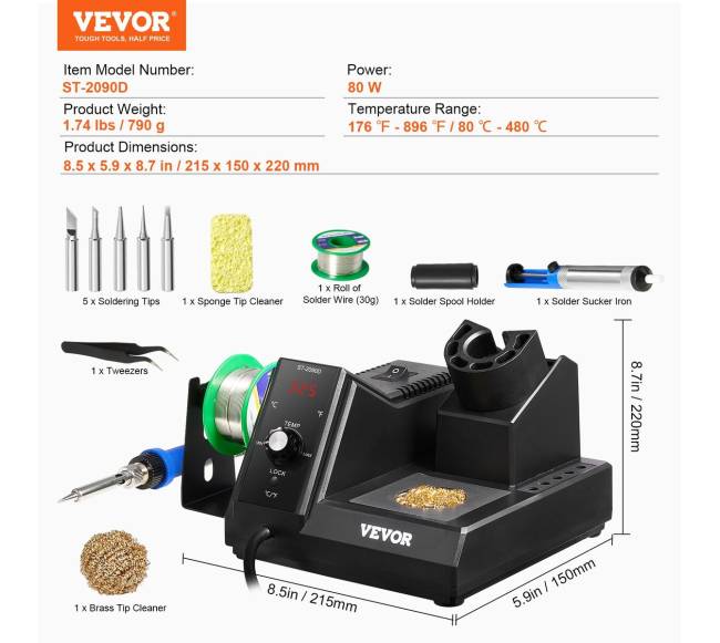 Lituoklio stotis su LCD ekranu 80W6