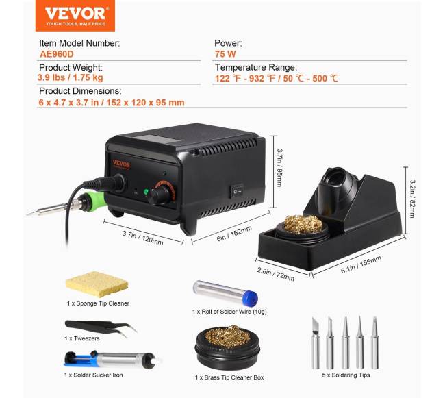 Lituoklio stotis, 75W LCD ekranas6