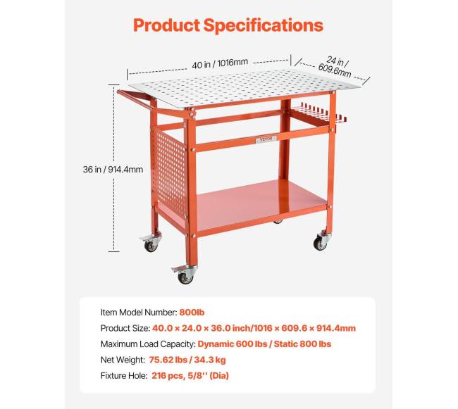 Suvirinimo stalas 1016 x 609 mm 363 kg talpos6