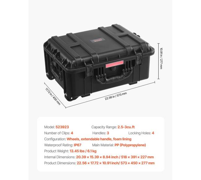 2.5 kubinių pėdų atsparus orams lagaminas su ratukais ir rankena6