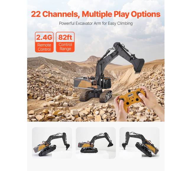 Nuotolinio valdymo ekskavatoriaus žaislas 22 kanalai 1:143
