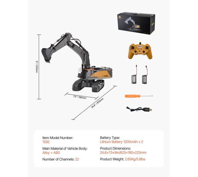 Nuotolinio valdymo ekskavatoriaus žaislas 22 kanalai 1:146