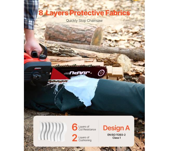 Benzininio pjūklo apsauginės kelnės klasė A, didelės2