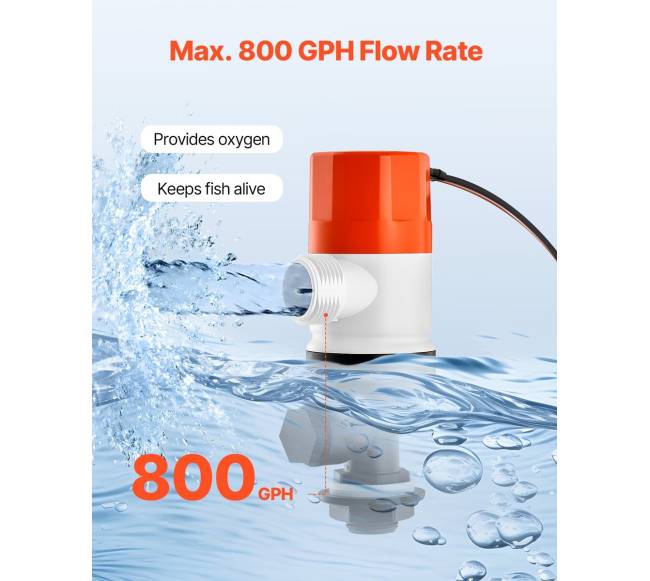 Aeratorius valtims 12V su 800 GPH dviem įvadais1