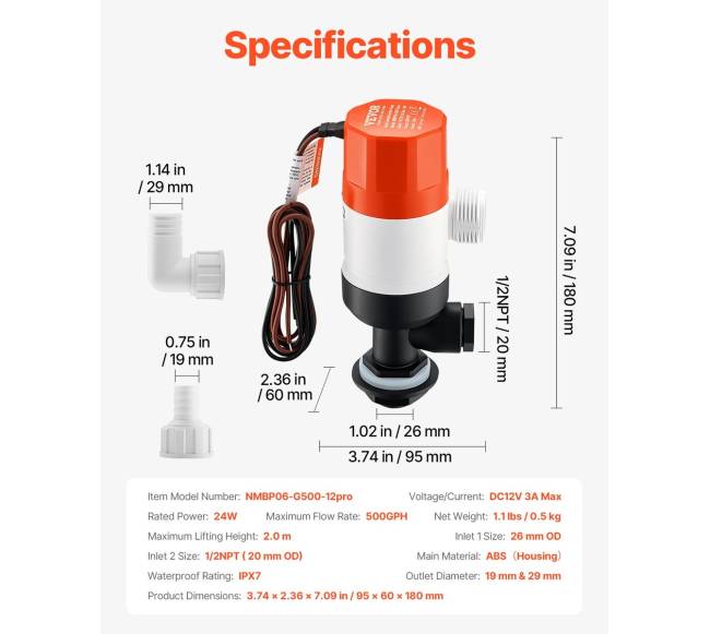Laivelio aeratorius 12V su 500 GPH6
