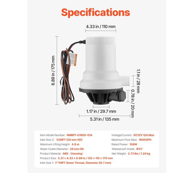 12V laivų aeracijos pompa su 2 įvadais6