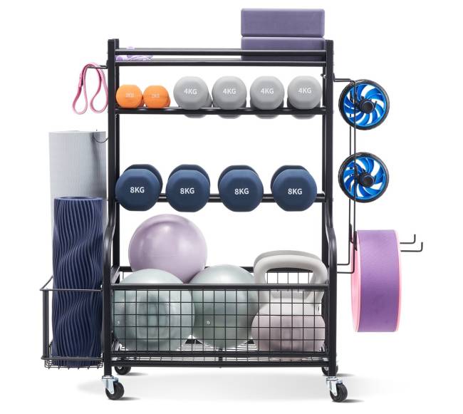 Sporto įrangos laikiklis ir jogos kilimėlio stovas0