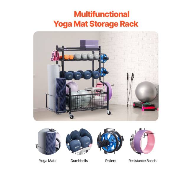 Sporto įrangos laikiklis ir jogos kilimėlio stovas1