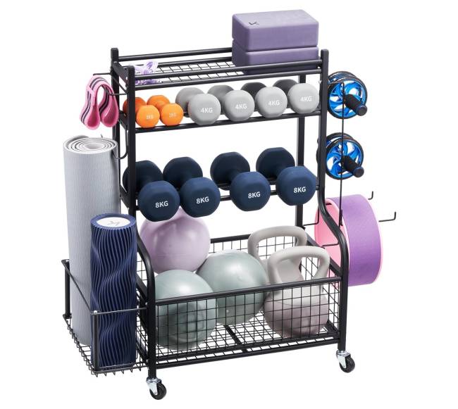 Sporto įrangos laikiklis ir jogos kilimėlio stovas10