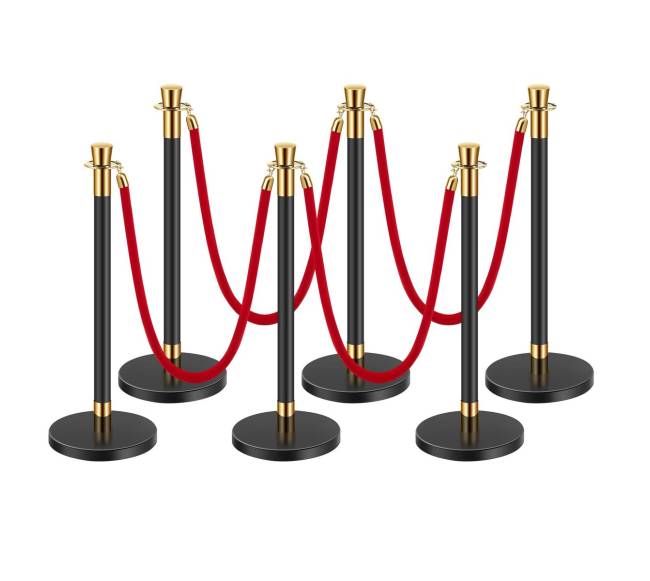 6 stulpai su 4 raudonomis aksomo juostomis0