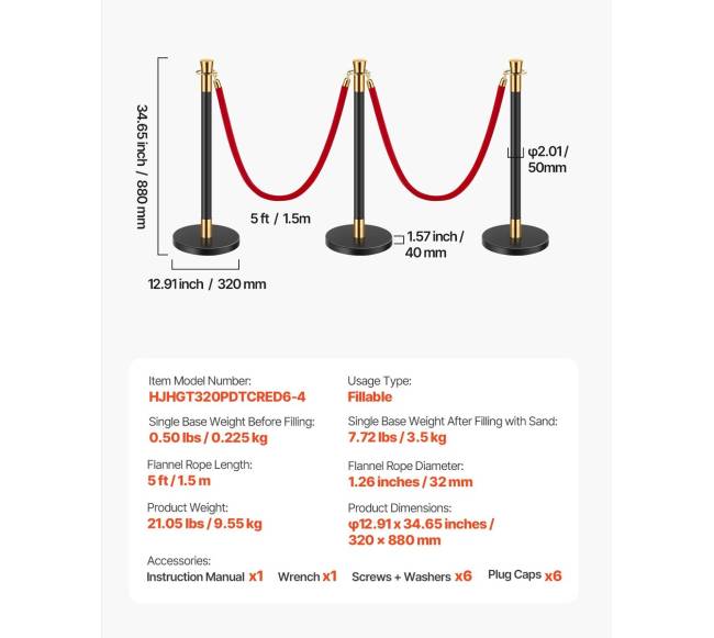6 stulpai su 4 raudonomis aksomo juostomis6