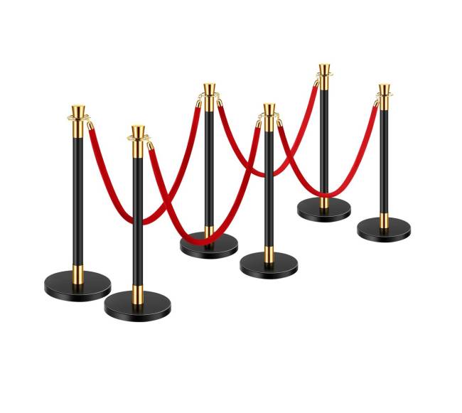 6 stulpai su 4 raudonomis aksomo juostomis9