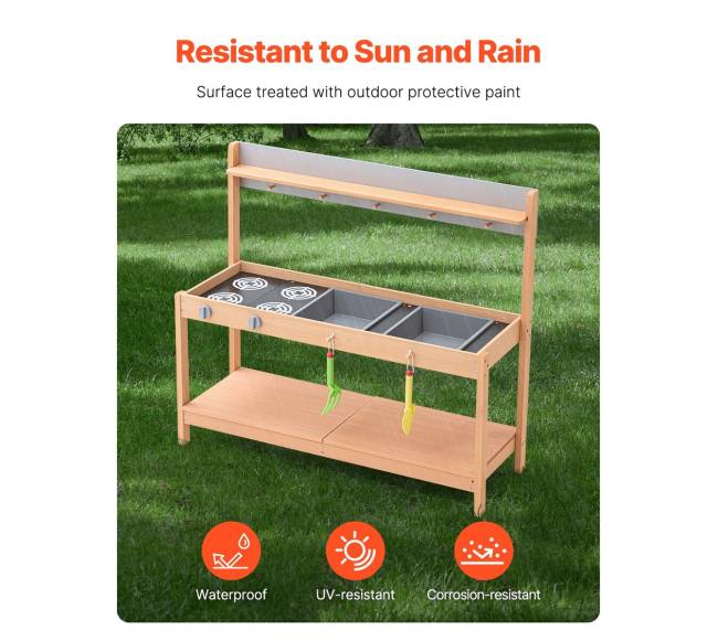 Vaikų lauko medinė virtuvėlė1