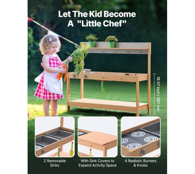 Vaikų lauko medinė virtuvėlė2