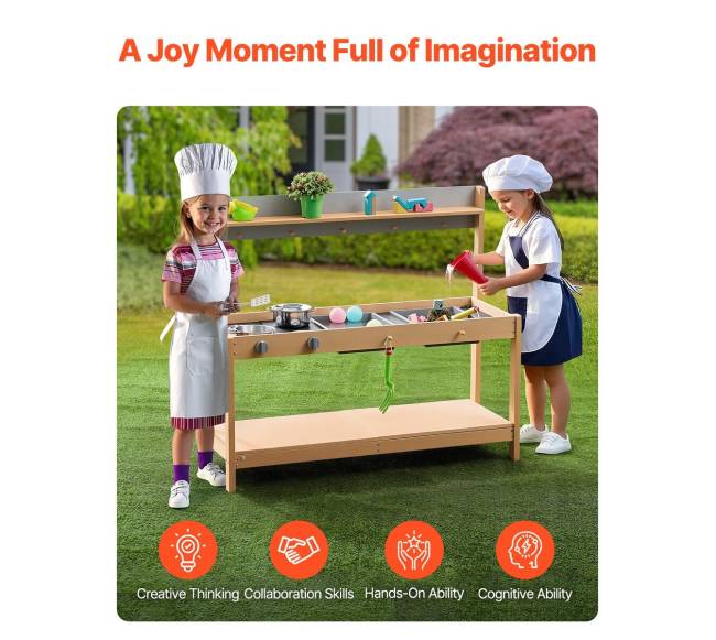 Vaikų lauko medinė virtuvėlė4