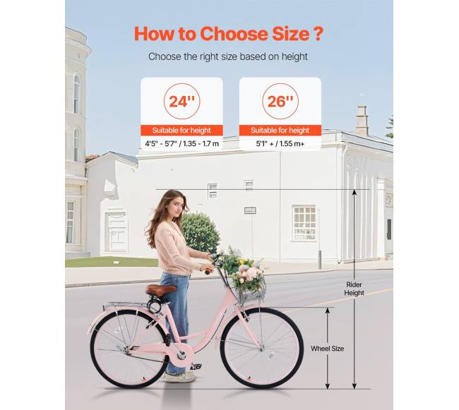 26 colių rožinis kruizinis dviratis su krepšeliu2