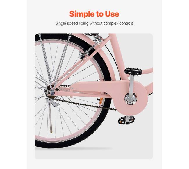 26 colių rožinis kruizinis dviratis su krepšeliu3