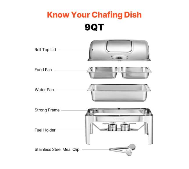 Stačiakampis chafing indas 9 l su pusės talpos indeliais5