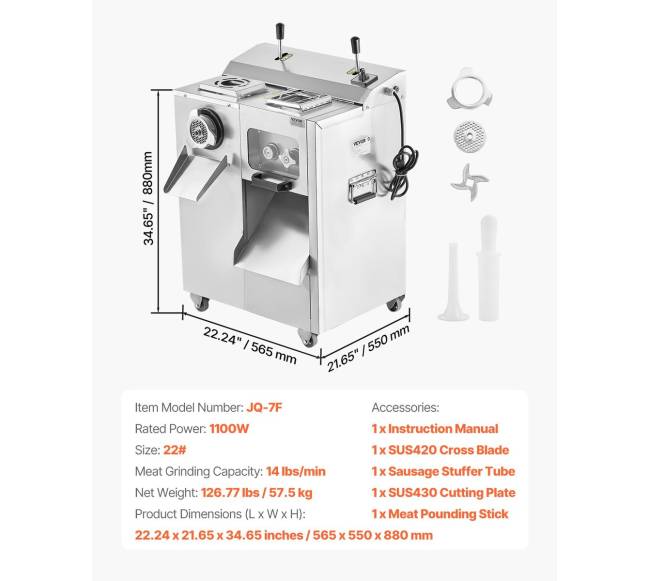 Elektrinė mėsmalė su pjaustytuvu ir dešrelių įdarytuvo funkcija6