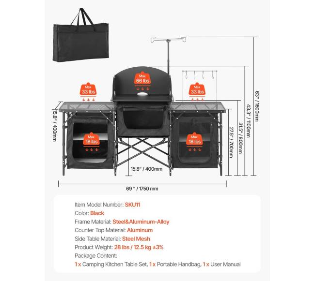 Kempingo virtuvės stalas su spintelėmis lauke5