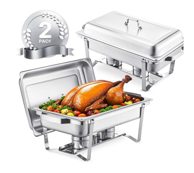 Stačiakampės nerūdijančio plieno chafing indai 8 l0