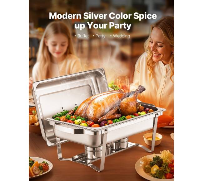 Stačiakampės nerūdijančio plieno chafing indai 8 l1