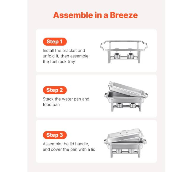 Stačiakampės nerūdijančio plieno chafing indai 8 l6