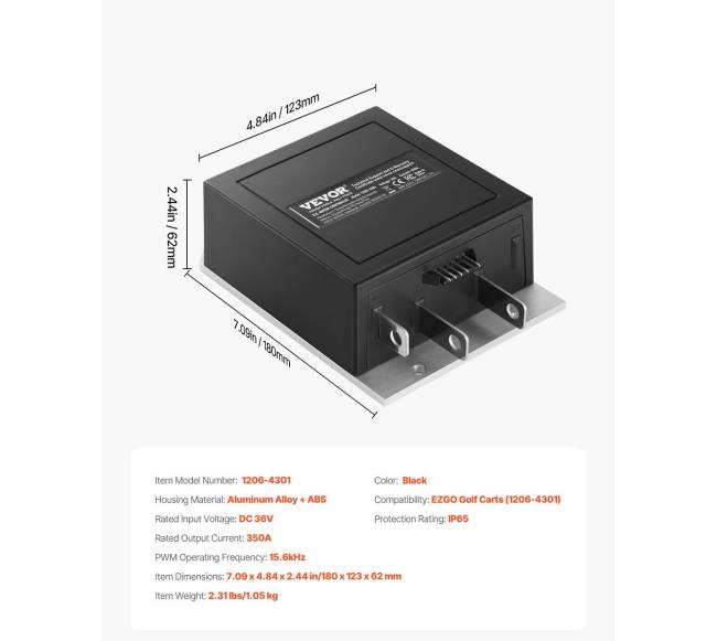 Golf vežimėlio valdiklis 36V 350A EZGO modeliams6