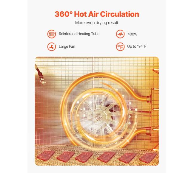 6 dėklų maisto džiovintuvas nerūdijantis plienas 400W1