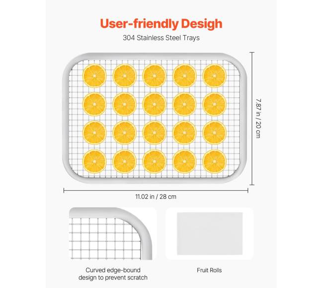 6 dėklų maisto džiovintuvas nerūdijantis plienas 400W2