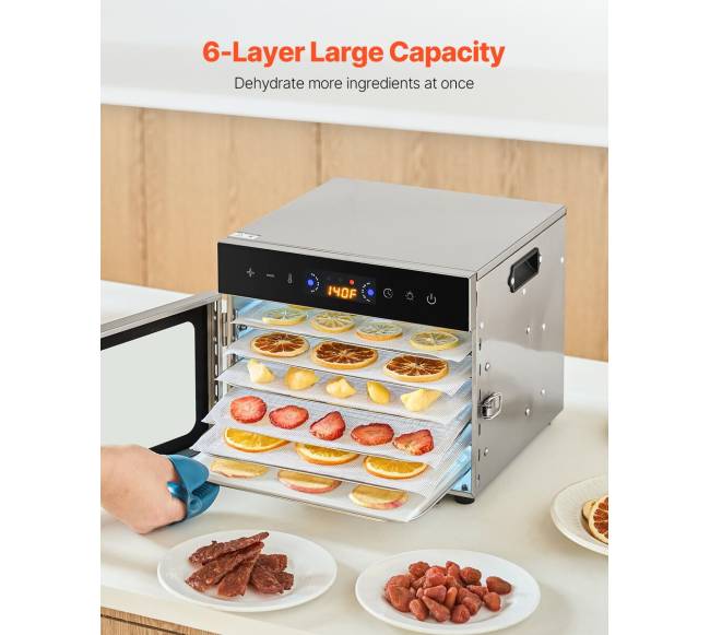 6 dėklų maisto džiovintuvas nerūdijantis plienas 400W3