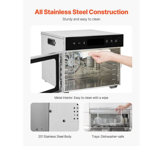 6 dėklų maisto džiovintuvas nerūdijantis plienas 400W5