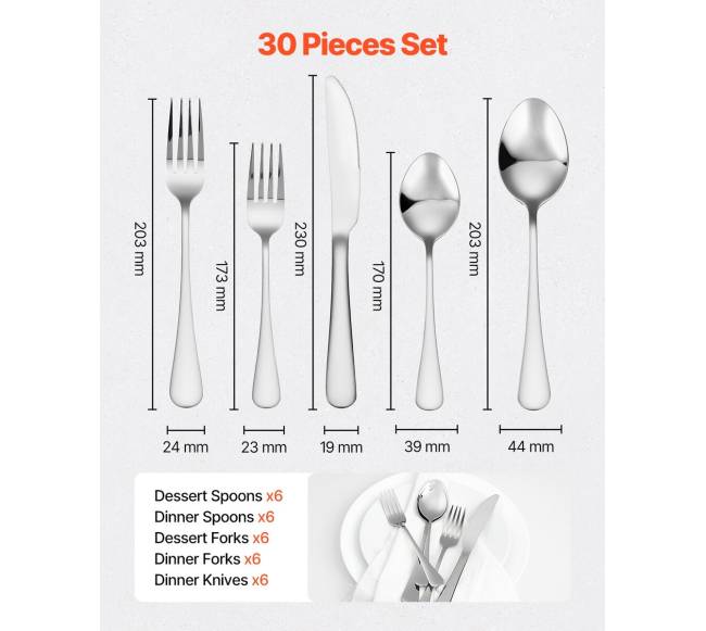 30 dalių nerūdijančio plieno stalo įrankių rinkinys 6 asmenims1