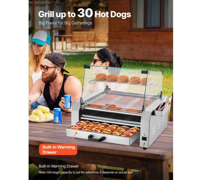 30 dešrelių elektrinis grilis su bandelių šildytuvu1