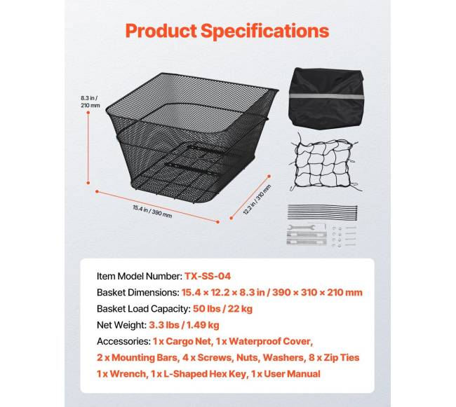 Galinė dviračio krepšys su tinkleliu ir dangčiu6
