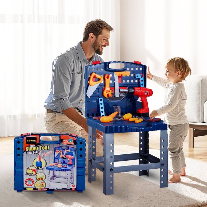 Vaikų darbo stalas su 56 įrankiais ir grąžtu0