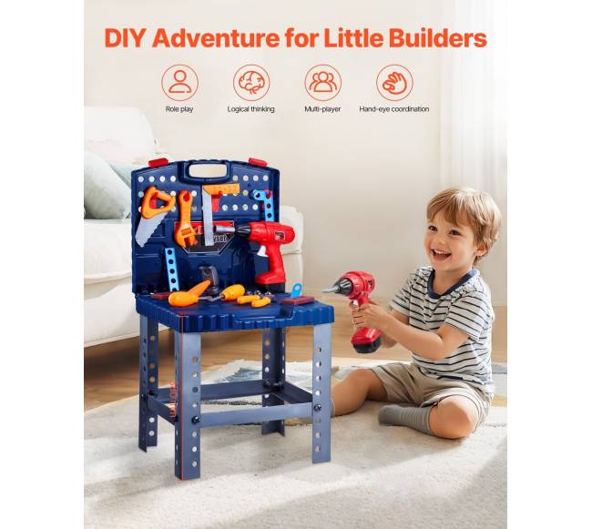 Vaikų darbo stalas su 56 įrankiais ir grąžtu1