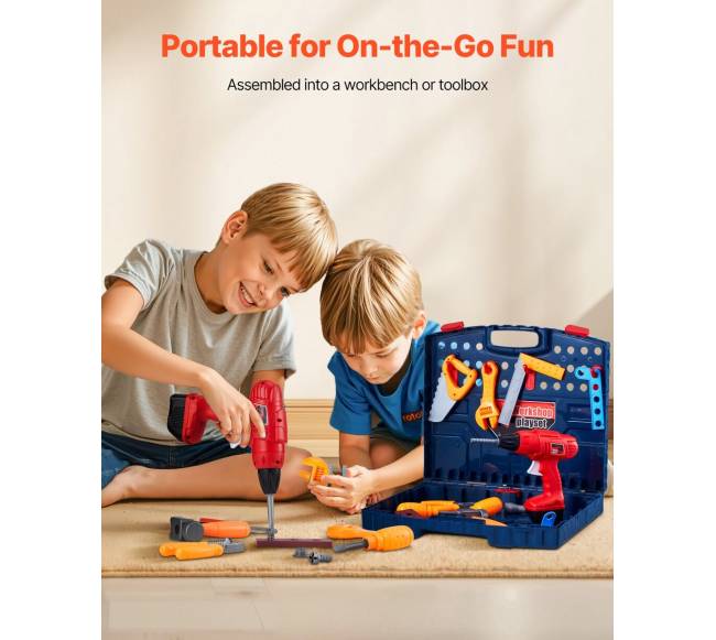 Vaikų darbo stalas su 56 įrankiais ir grąžtu3