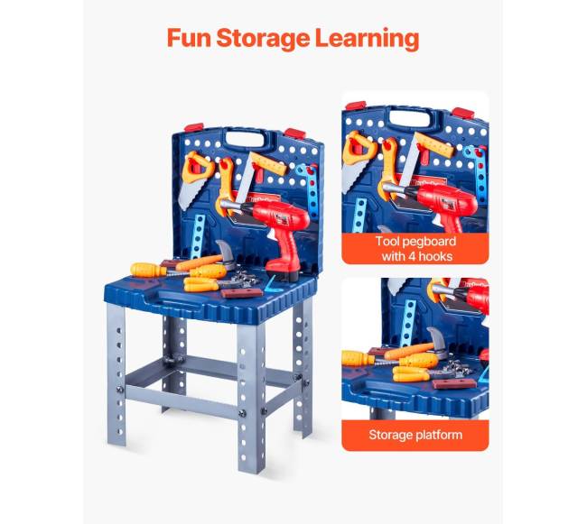 Vaikų darbo stalas su 56 įrankiais ir grąžtu4