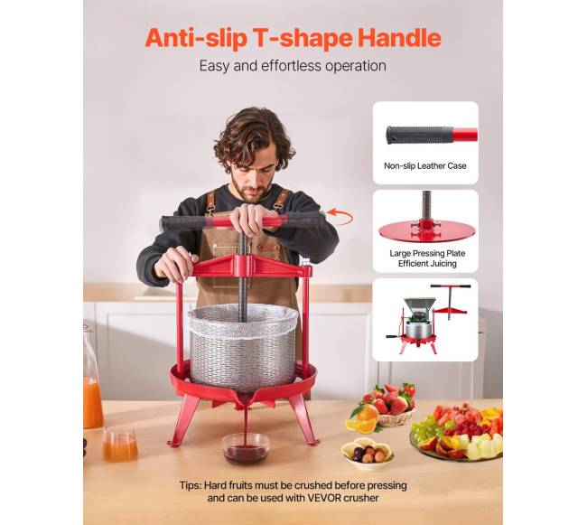 vaisių vyno spaustuvas rankinėms vyno spaustuvei 9L nerūdijančio plieno2