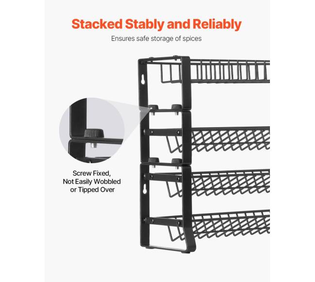 Prieskonių lentynų organizatorius sienai, 4 komplektai2