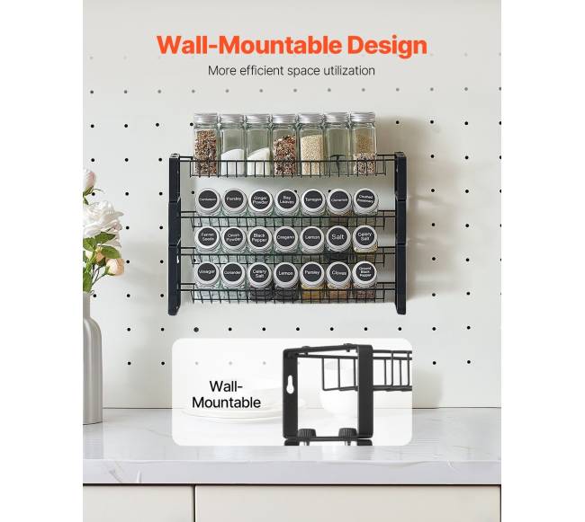 Prieskonių lentynų organizatorius sienai, 4 komplektai3